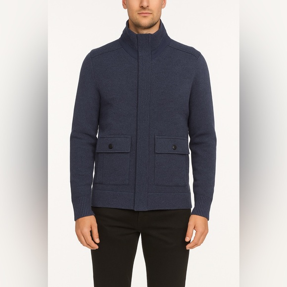 Banana Republic Men’s Navy Cotton Blend Mockneck Sweater Jacket Sz S